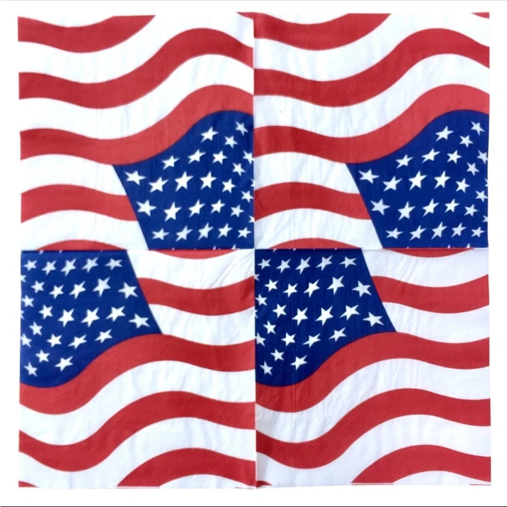4th of July Decoupage Napkin Bundle Patriotic Stars & Stripes US Flag, 13 pcs